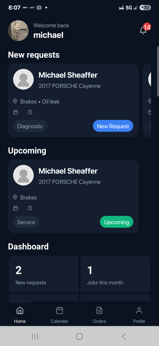 ProperMech Pro Dashboard